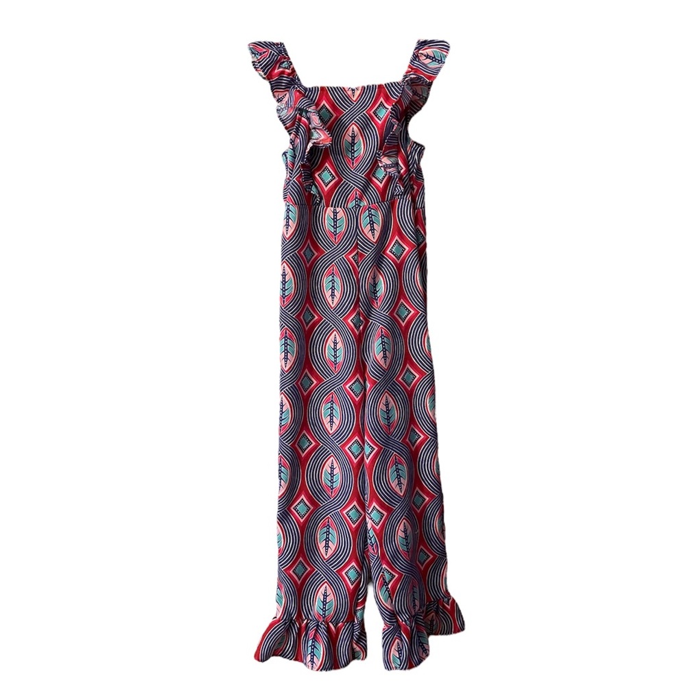 GENUINE KIDS by OSHKOSH UGC Girls Size 5t Purple Red Blue Sleeveless Romper leaf - Picture 3 of 12